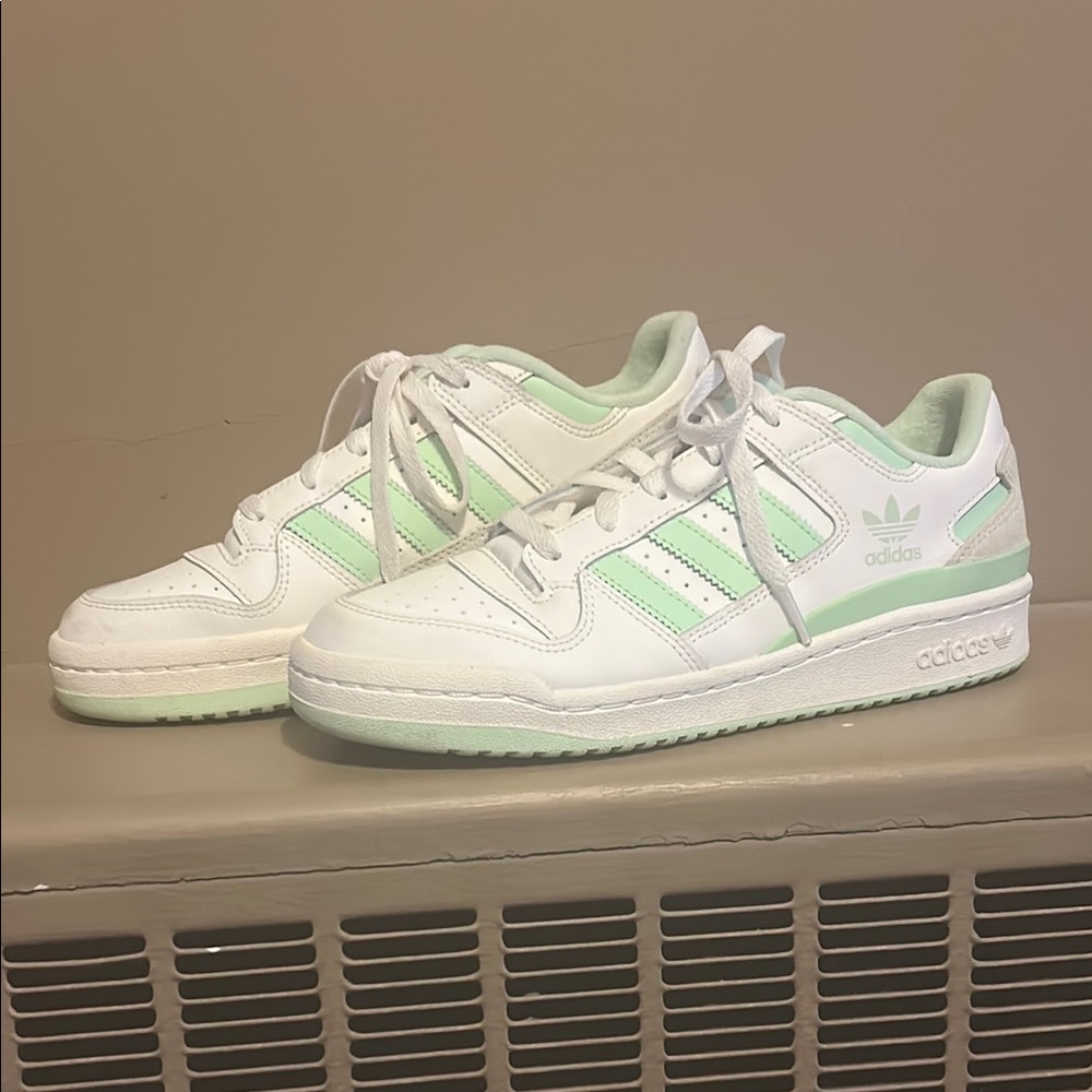 Adidas White and Light Green Sneakers